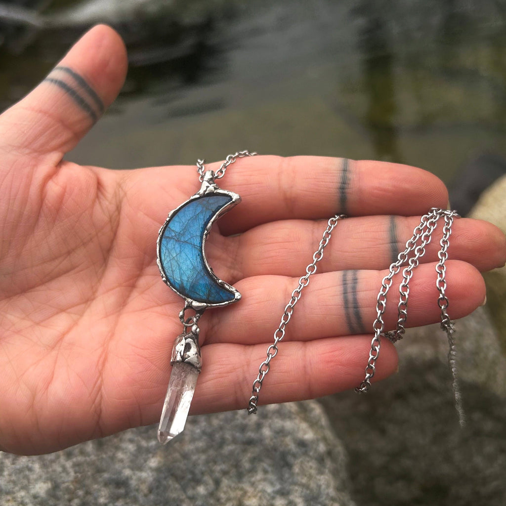 Moon labradorite & crystal necklace