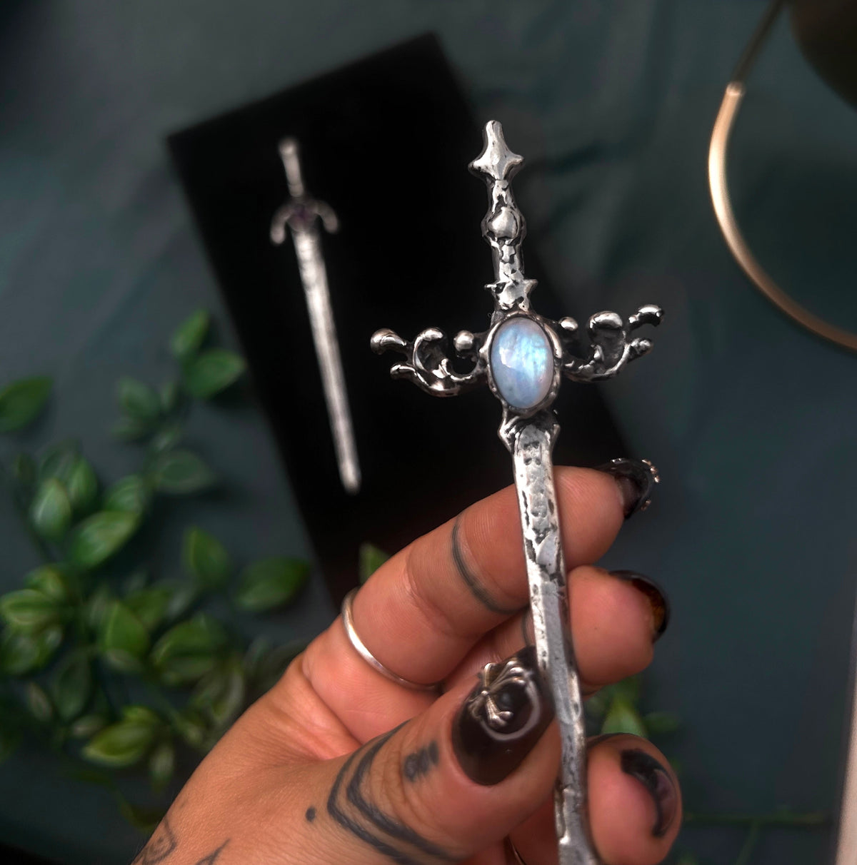 Moonstone hair sword