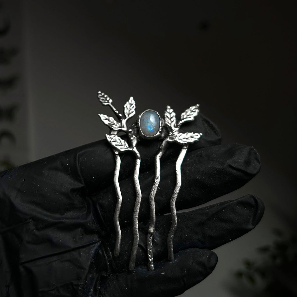 Moonstone bridal hairpin