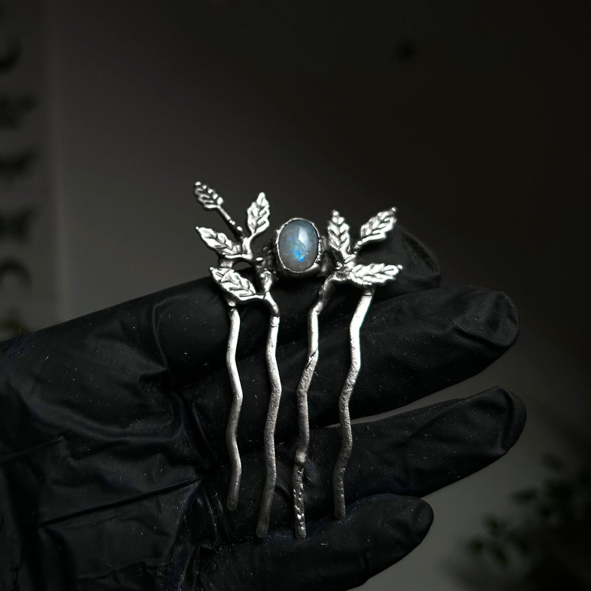 Moonstone bridal hairpin