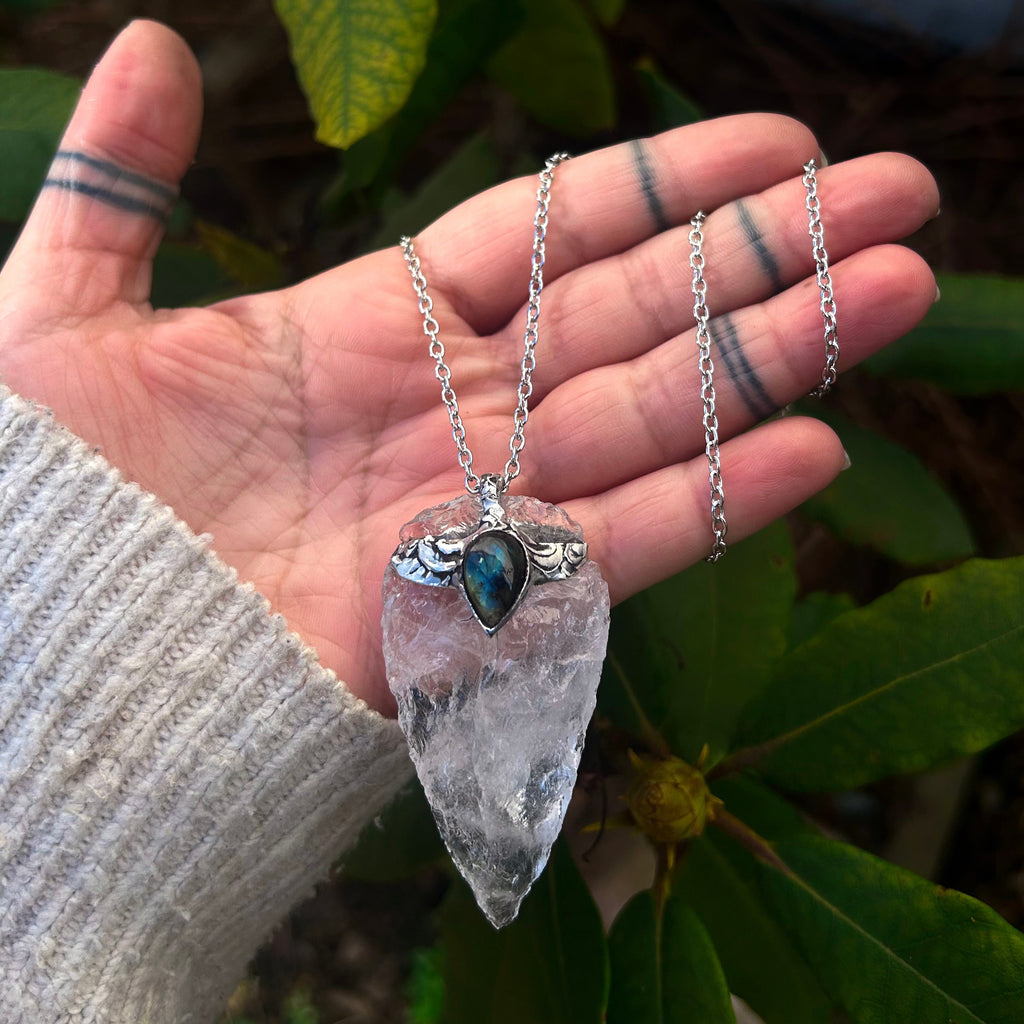Raw crystal quartz & labradorite