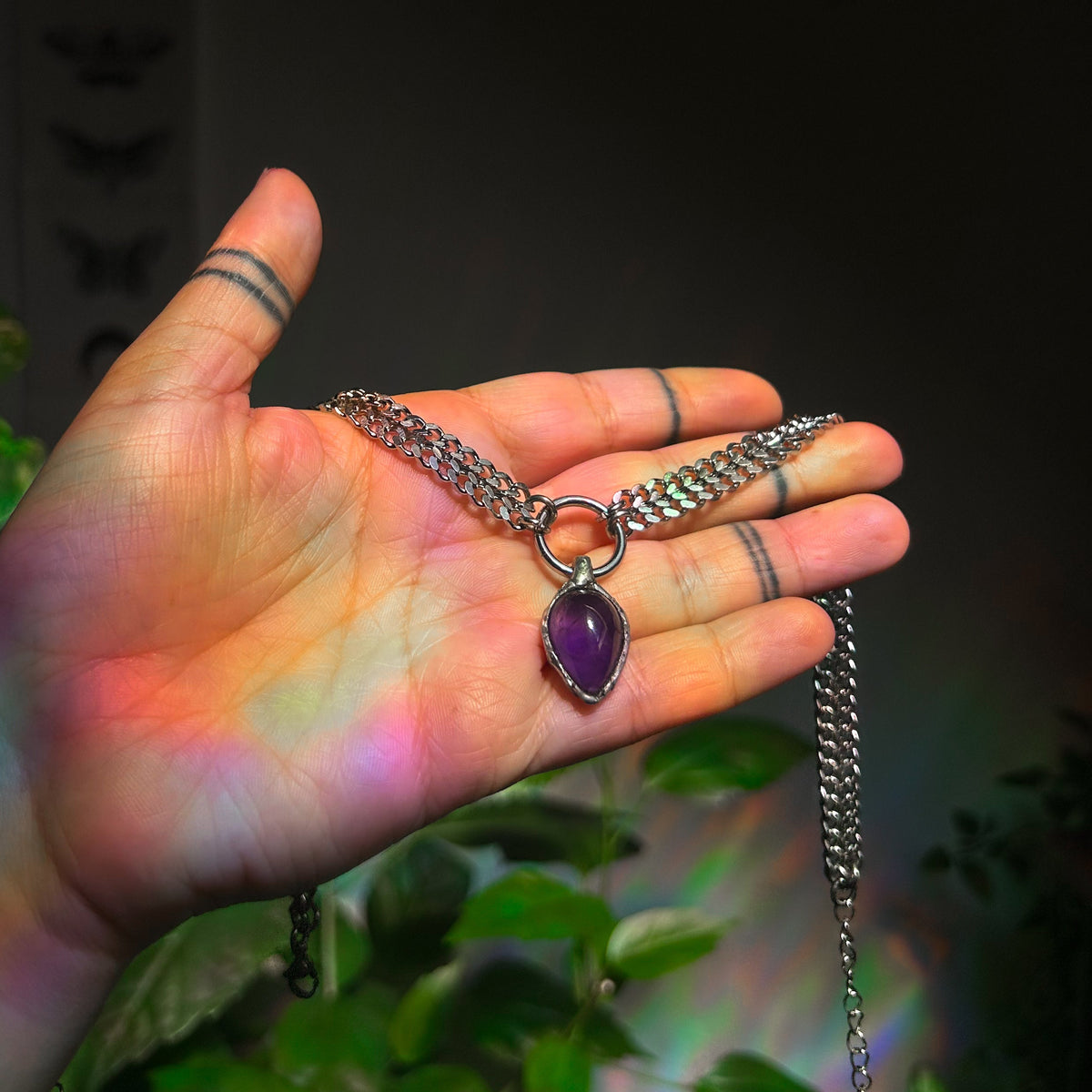 Amethyst teardrop choker