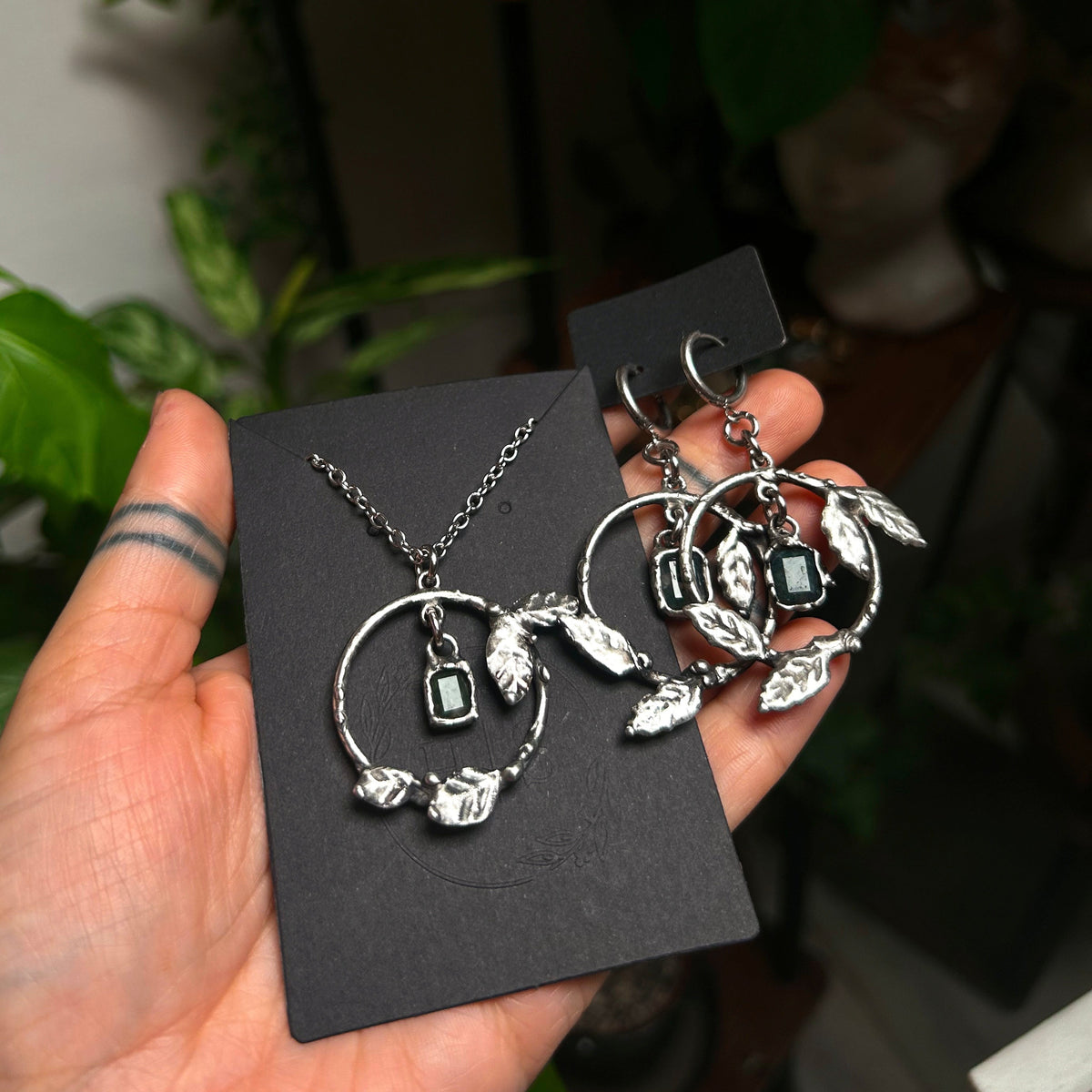 Moss agate earrings