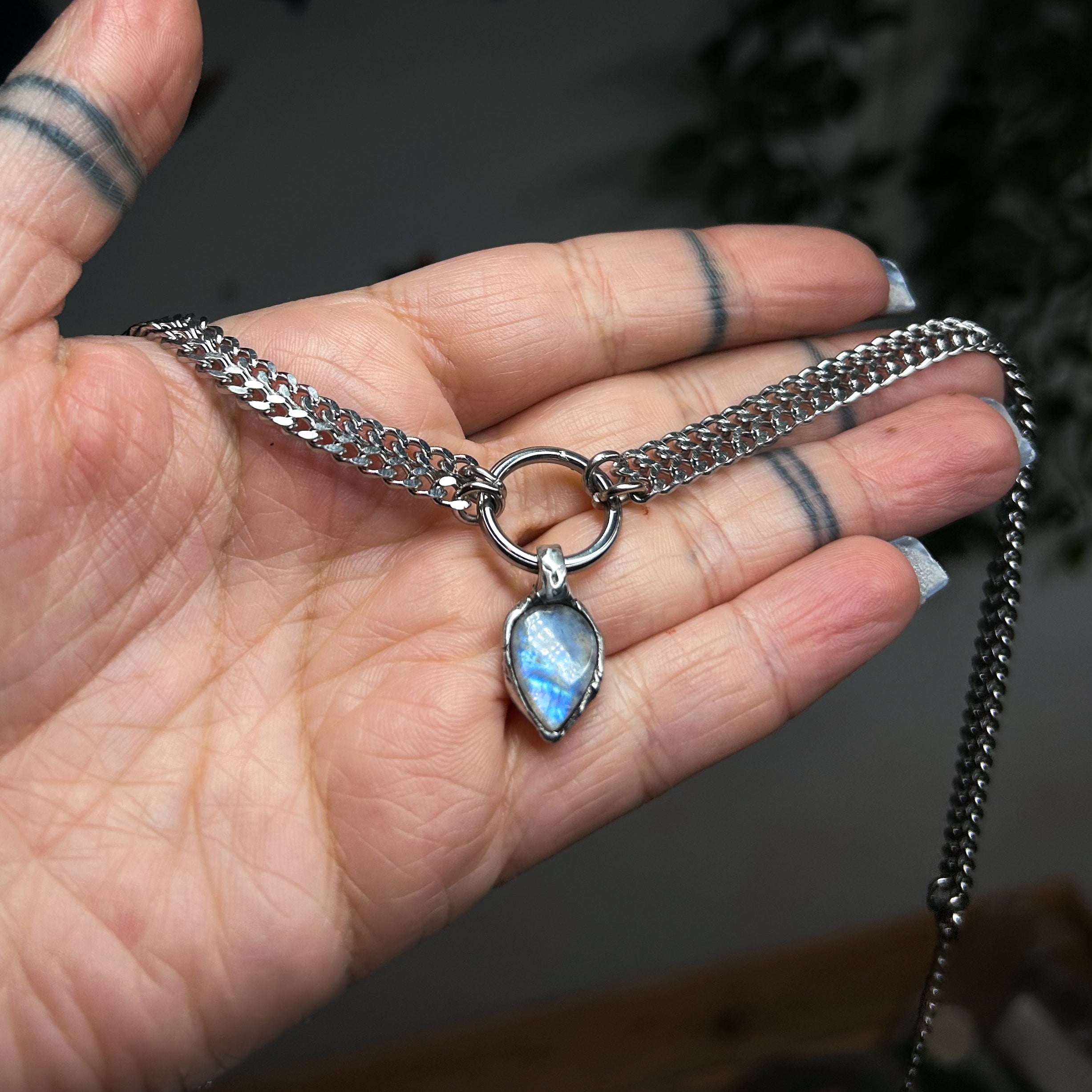 Moonstone teardrop choker