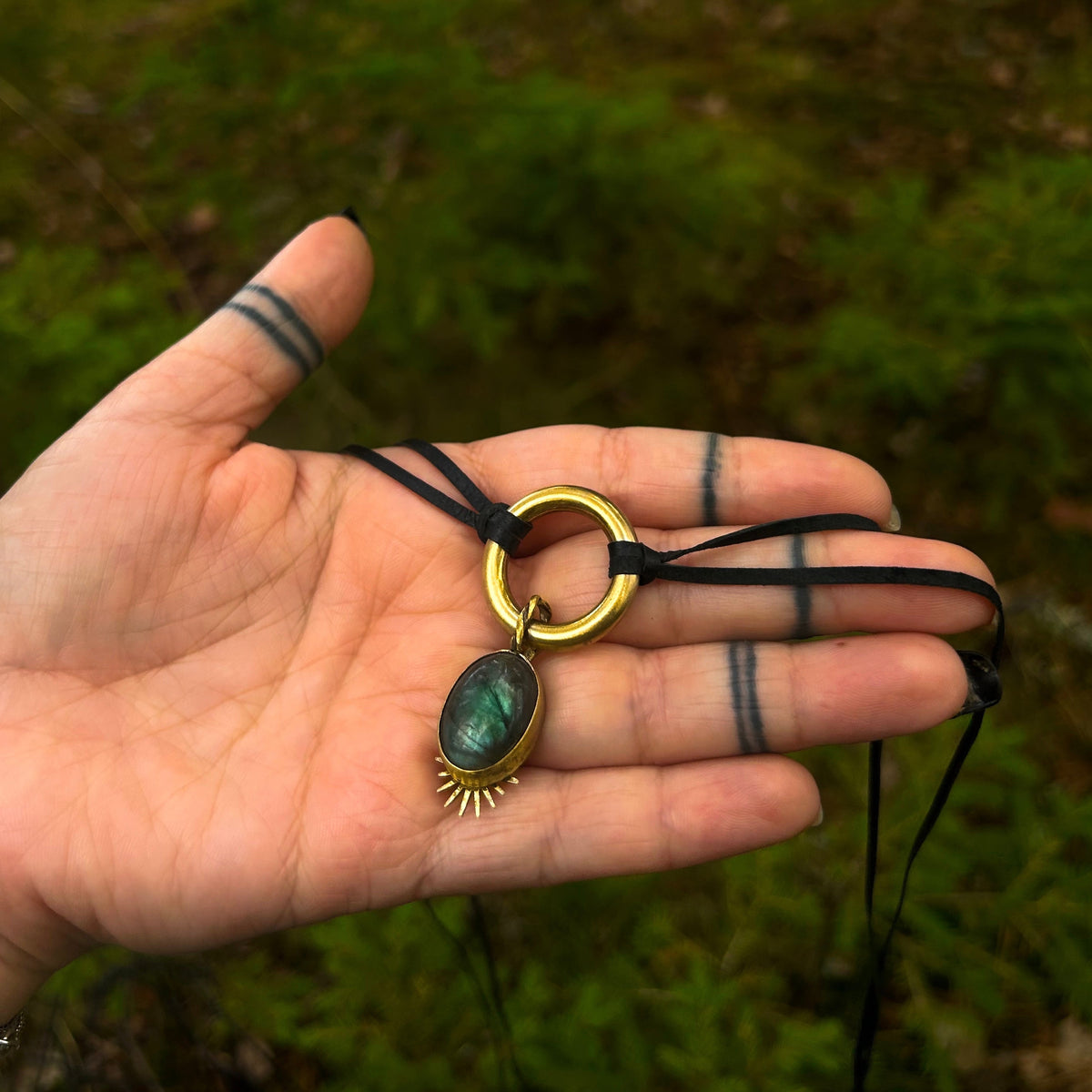 Labradorite brass necklace