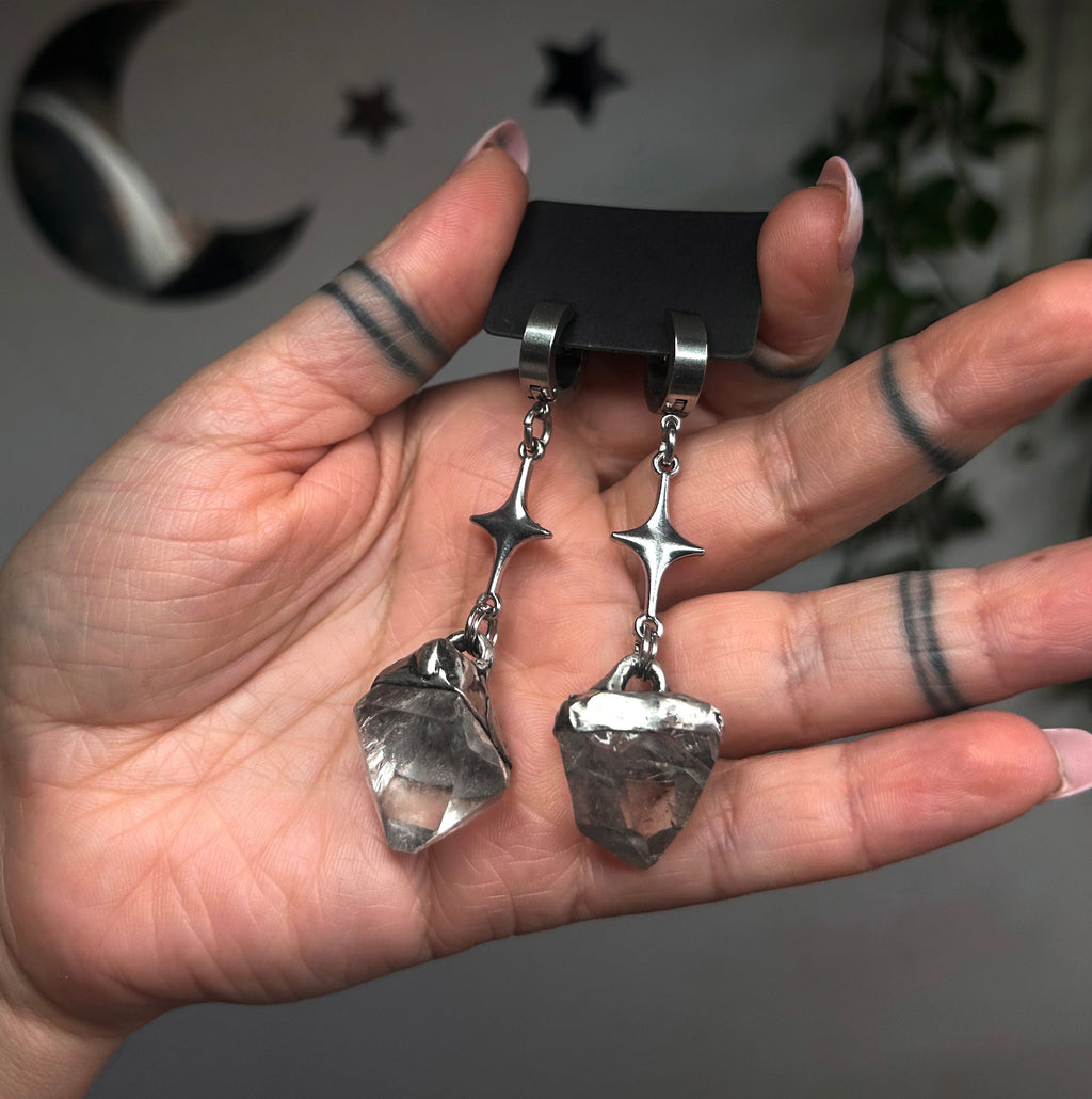 Raw quartz earrings