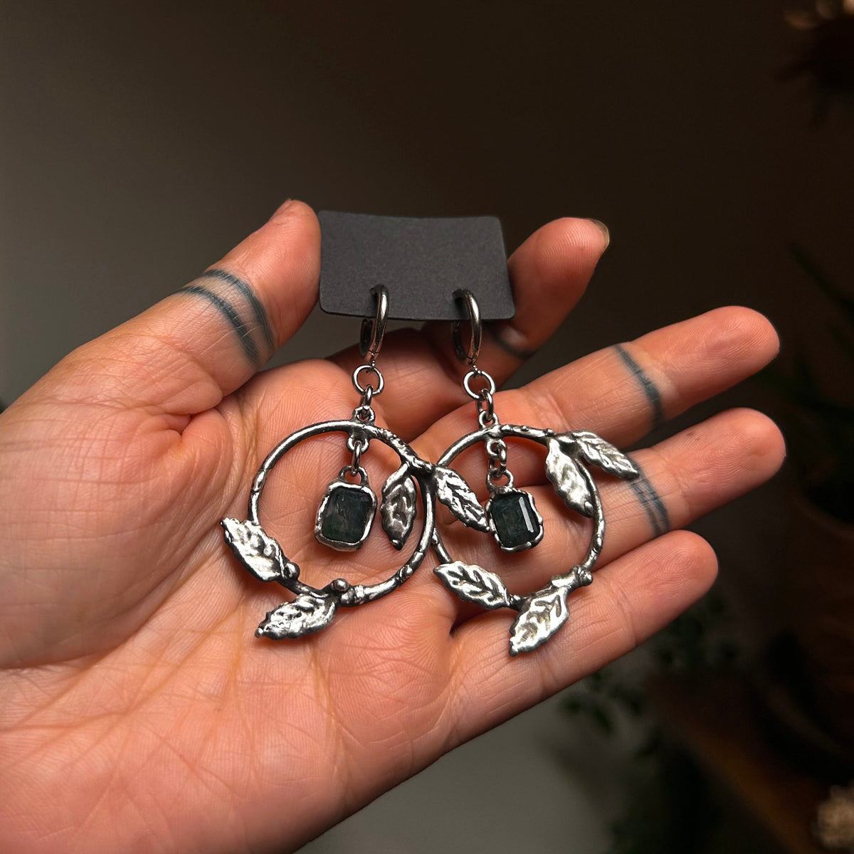Moss agate earrings