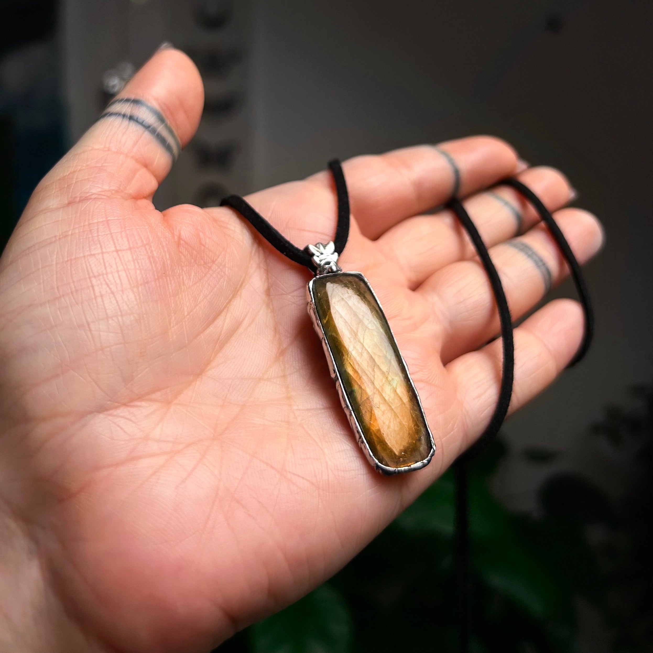 Orange labradorite necklace