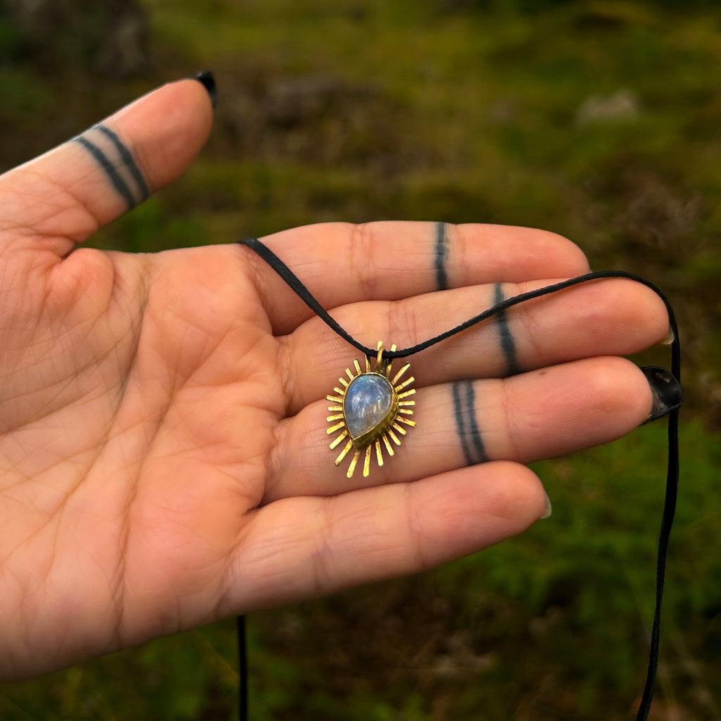 Moonstone brass necklace