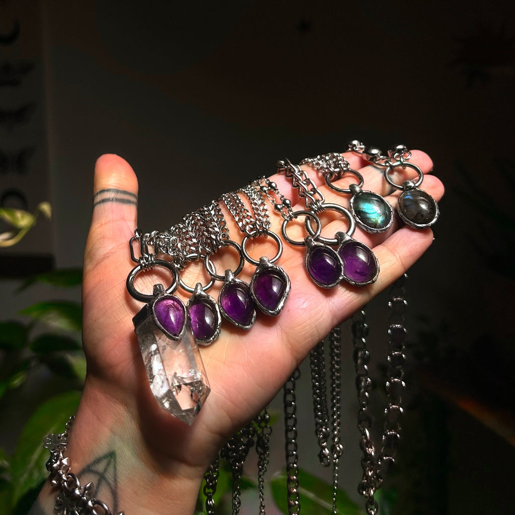 Crystal & amethyst necklace