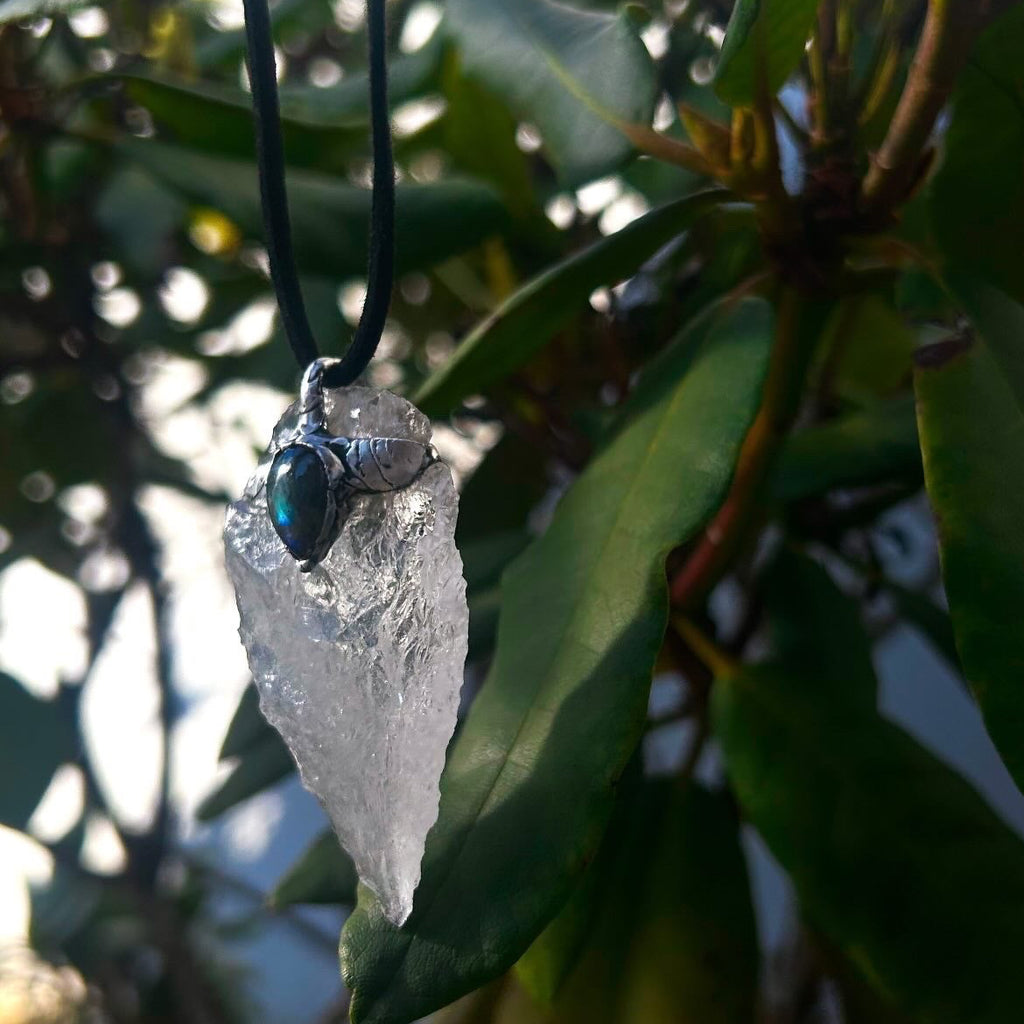 Raw crystal quartz & labradorite