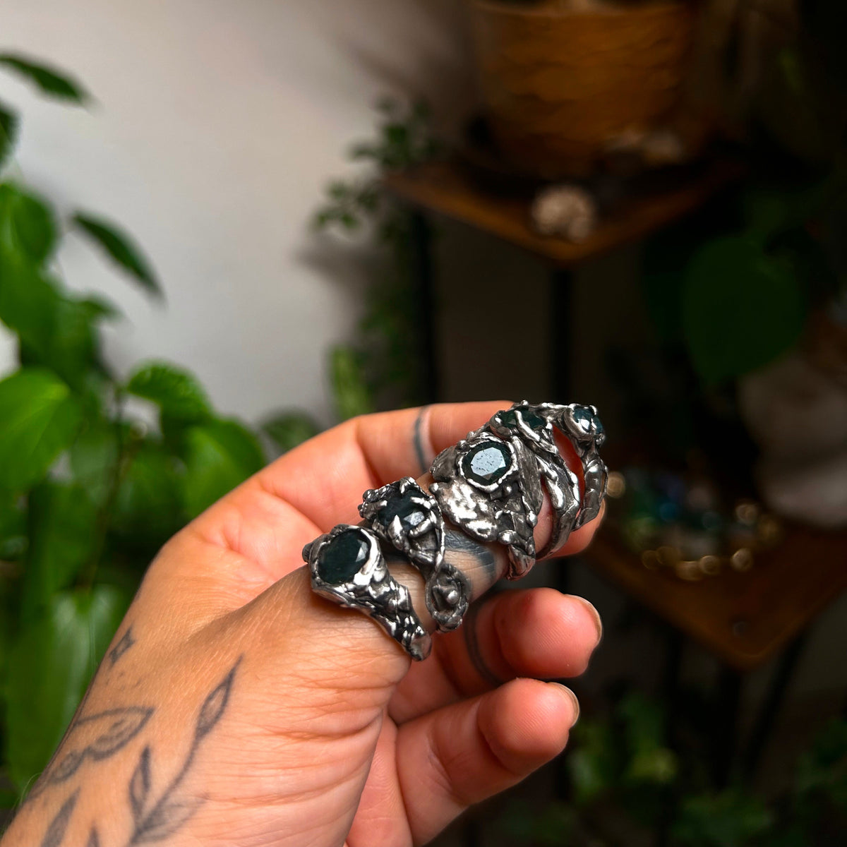 Moss agate ring