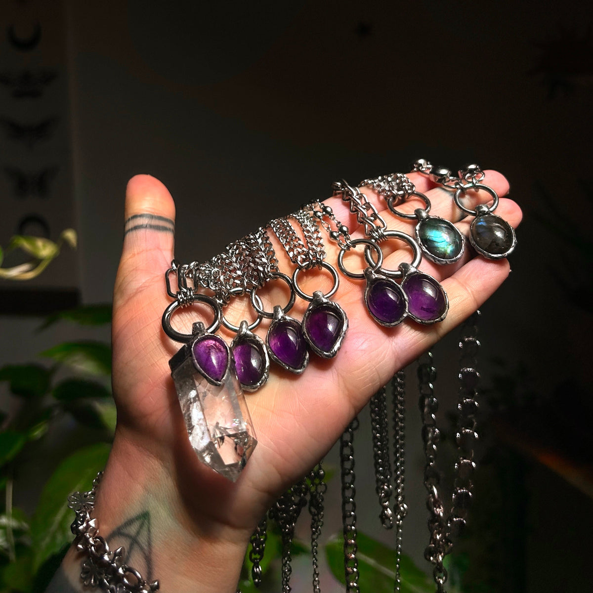 Amethyst teardrop choker
