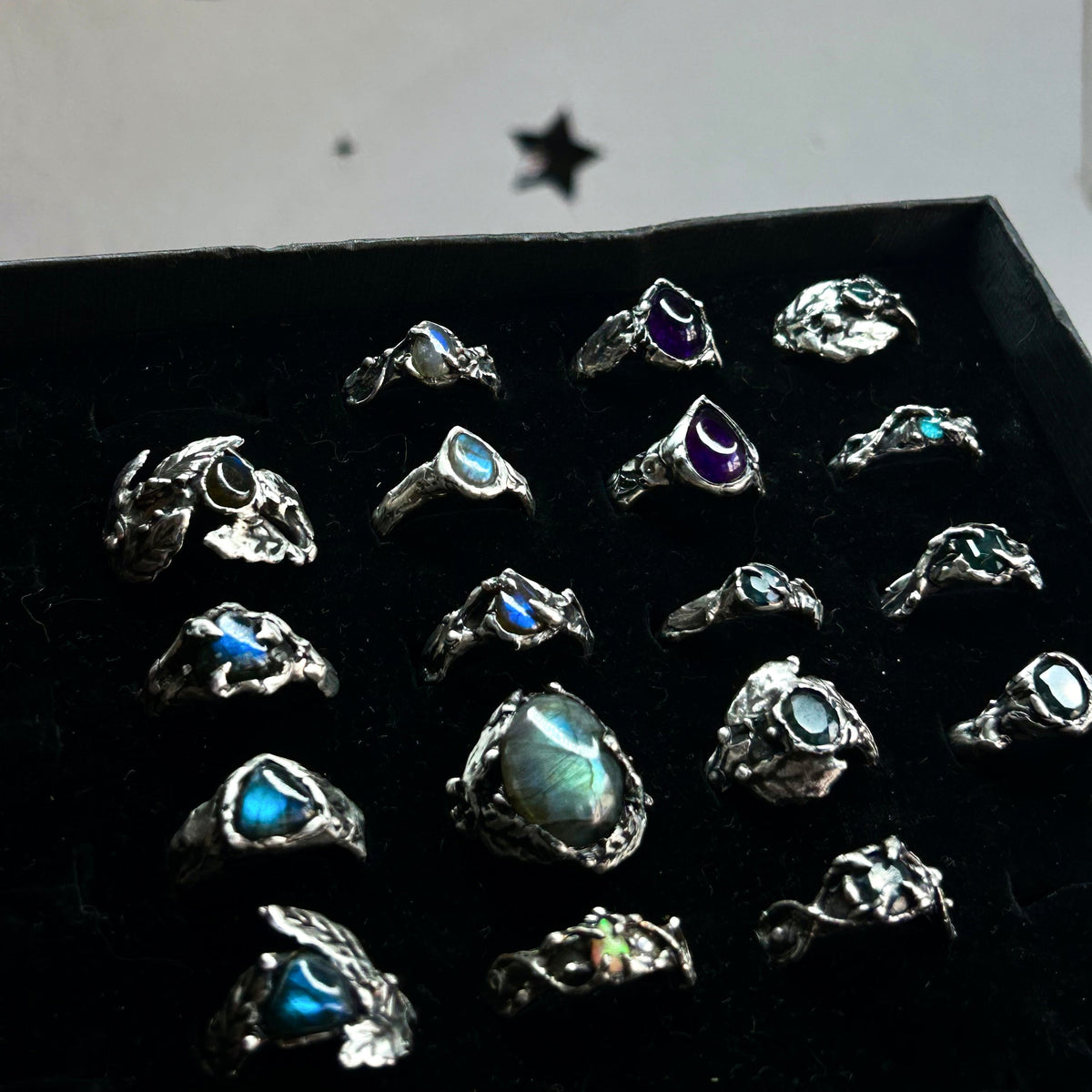 Moss agate ring
