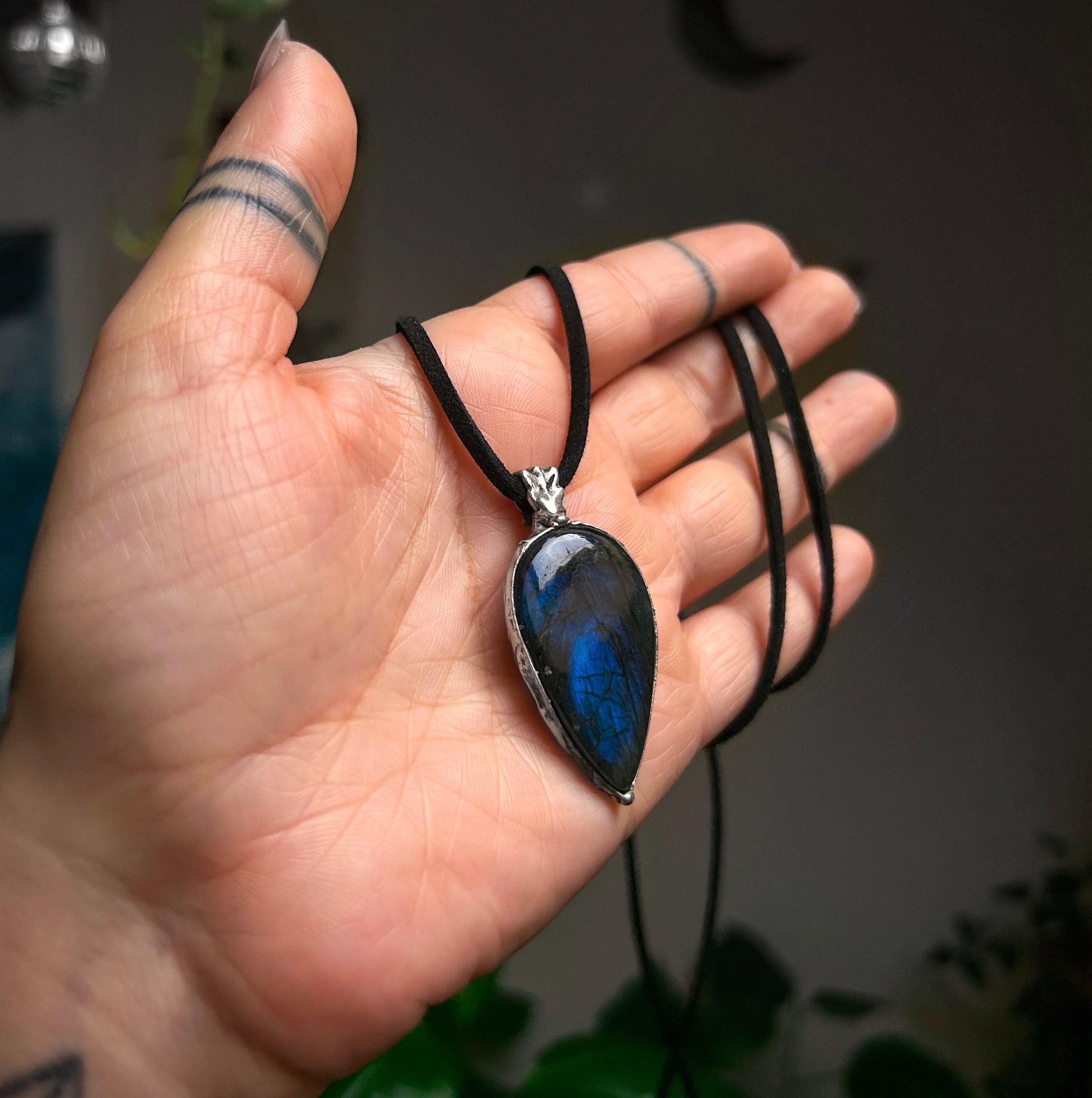 Dark blue labradorite necklace