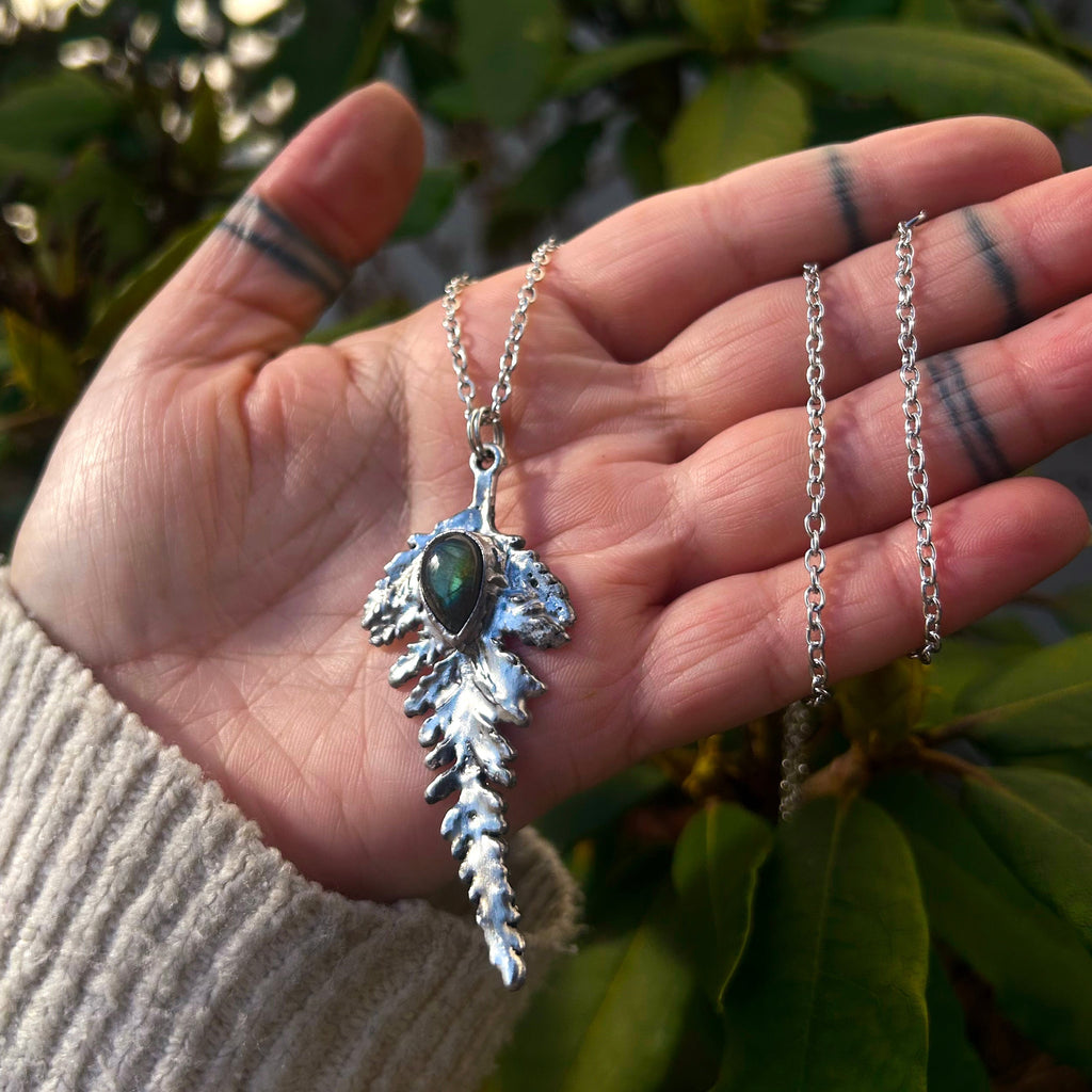 Labradorite & fern necklace
