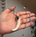 Boar tusk necklace - amethyst