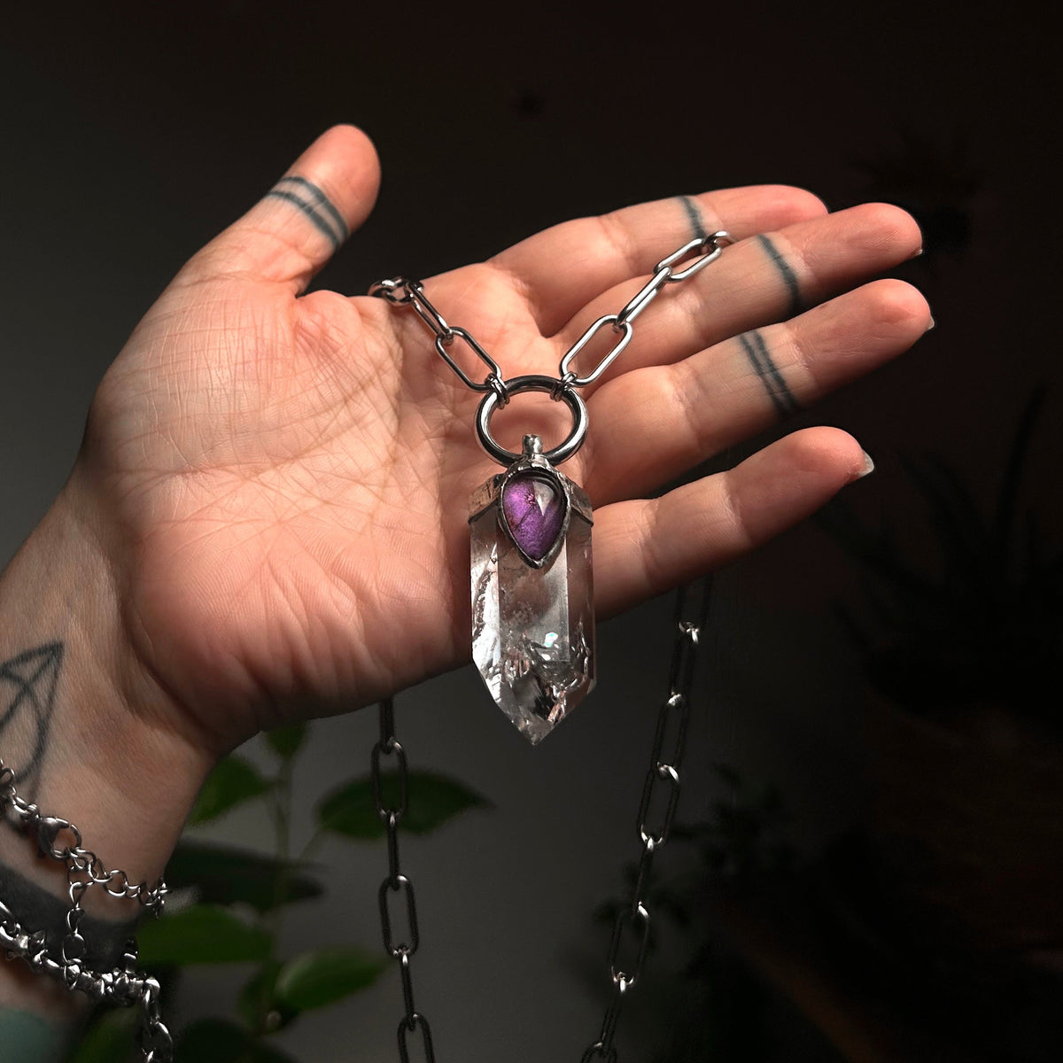 Crystal & amethyst necklace