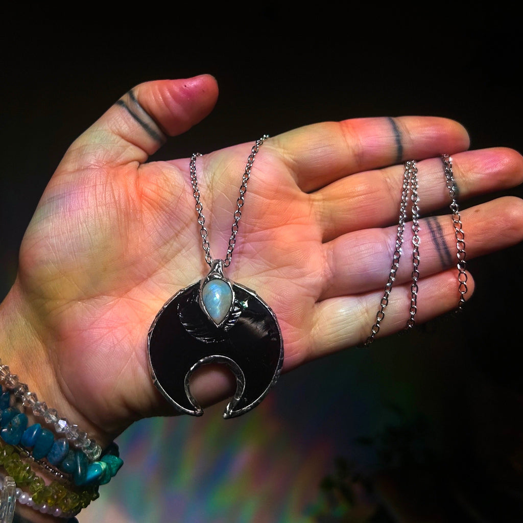 Obsidian & moonstone necklace