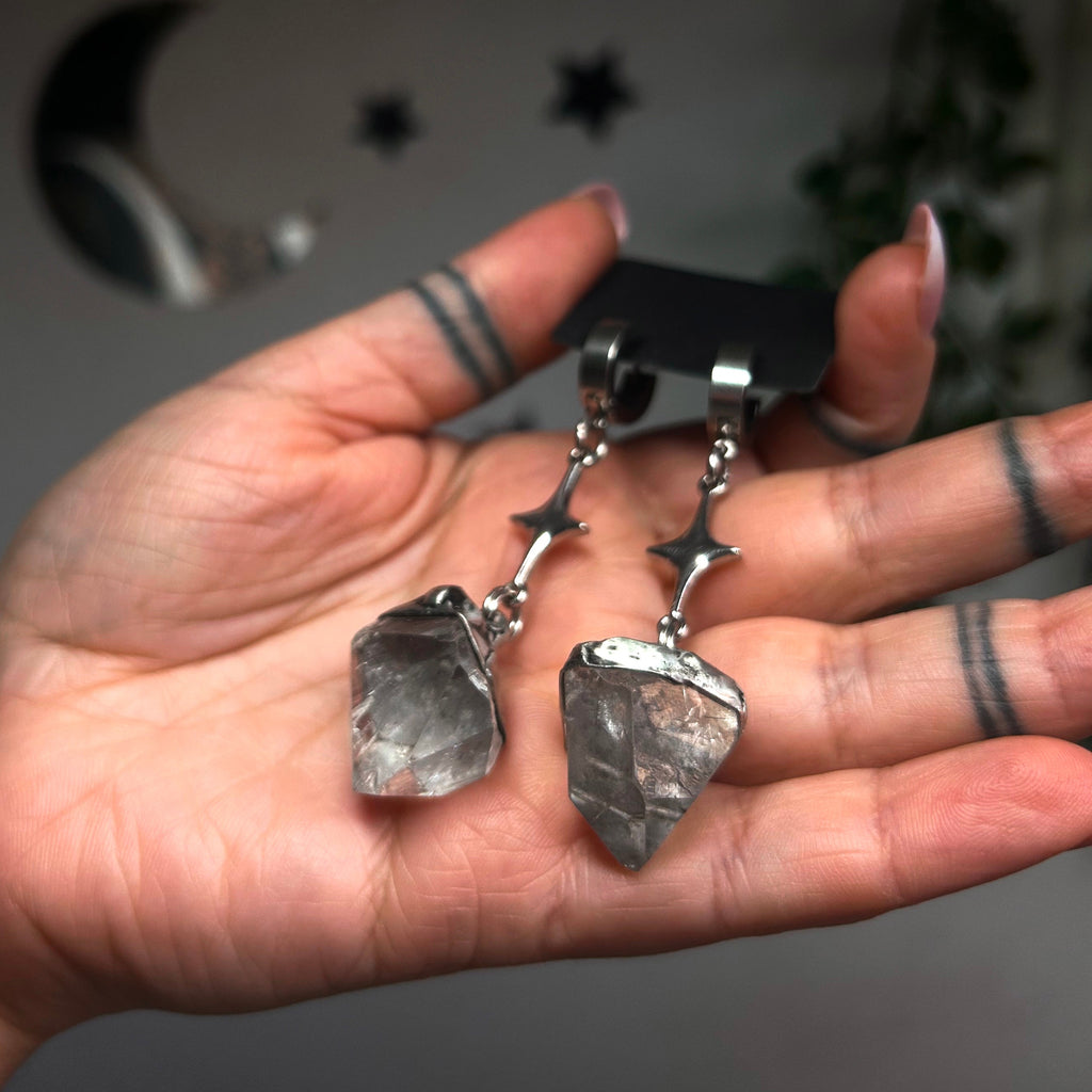 Raw quartz earrings