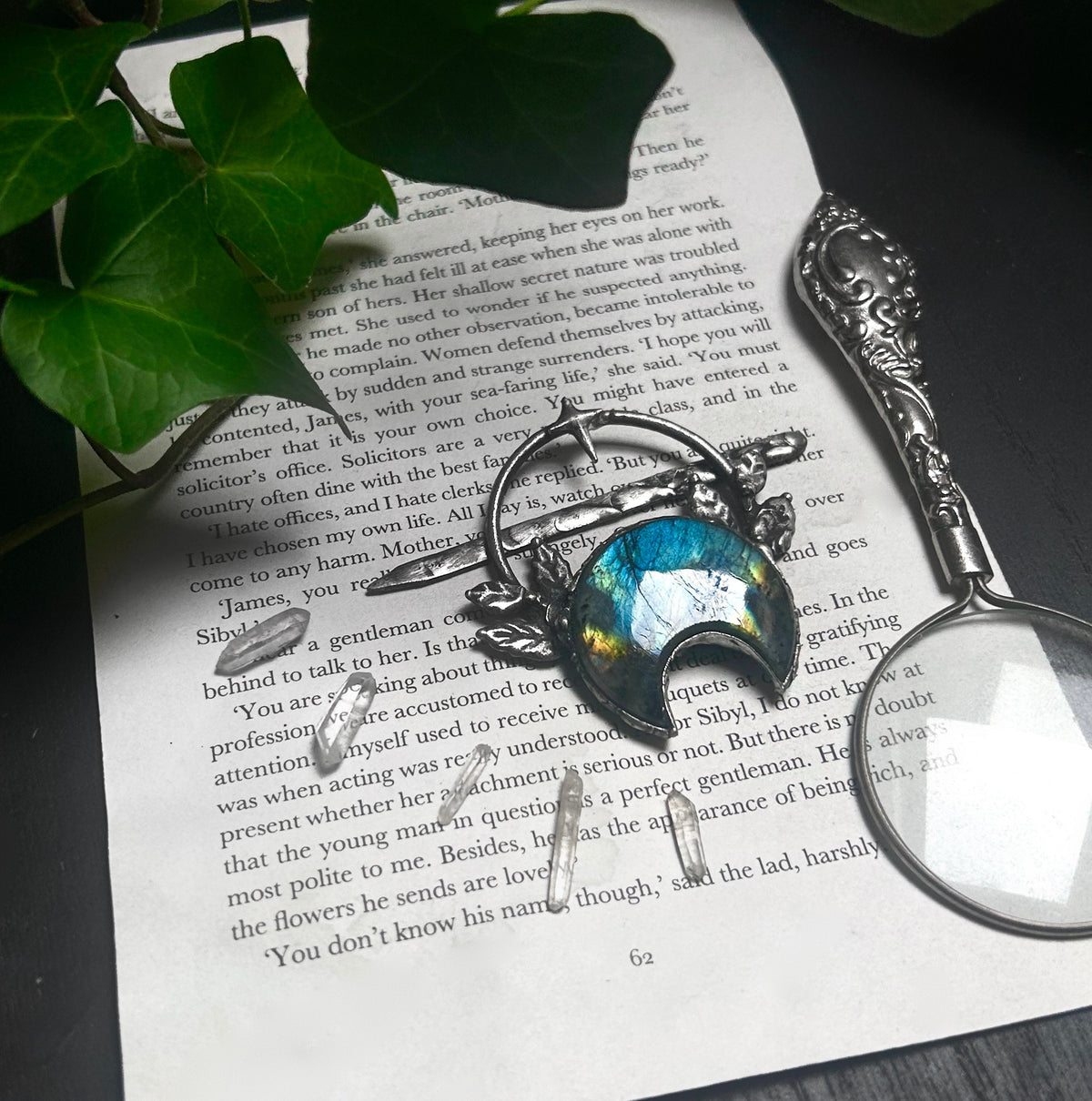 Moon labradorite hairpin