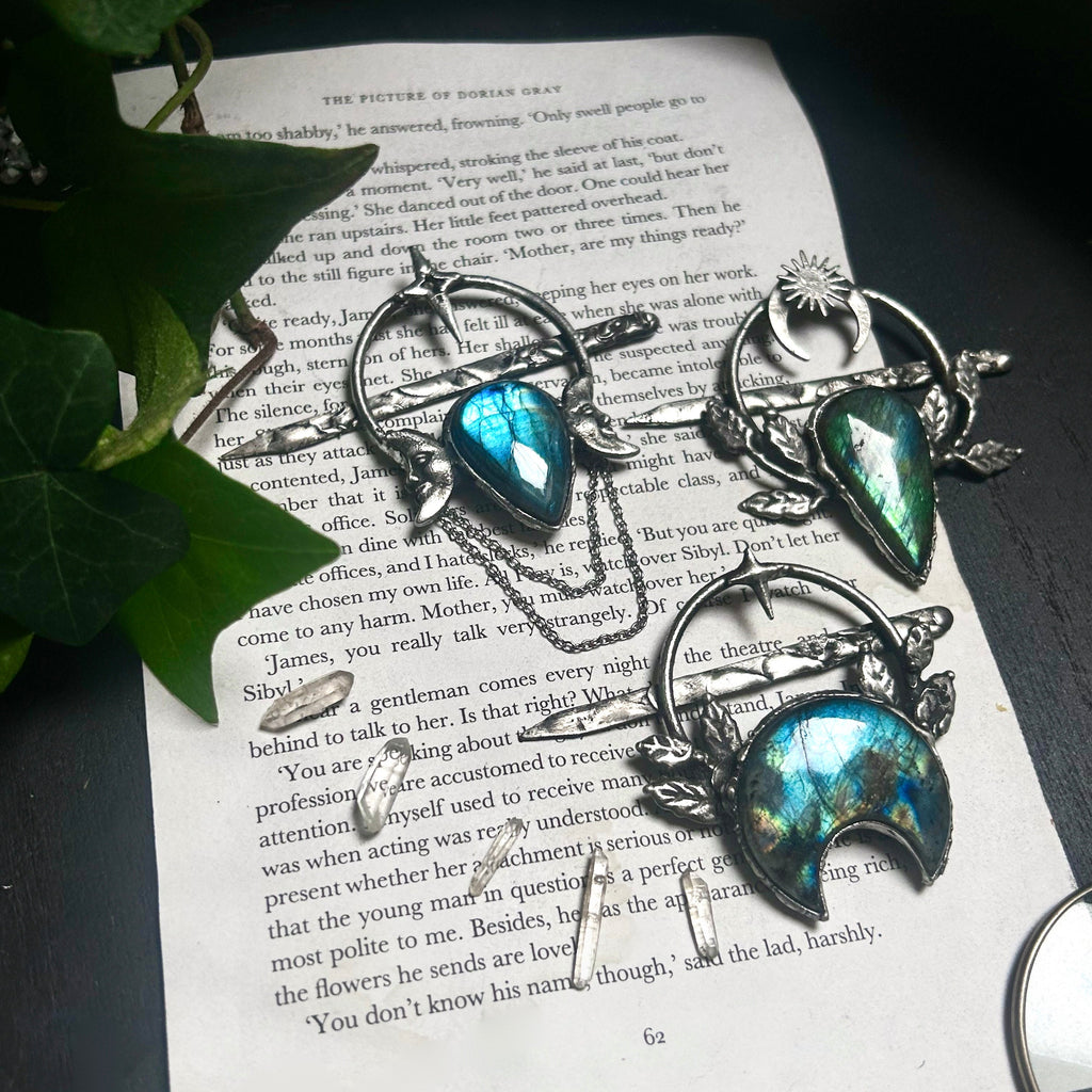 Moon labradorite hairpin