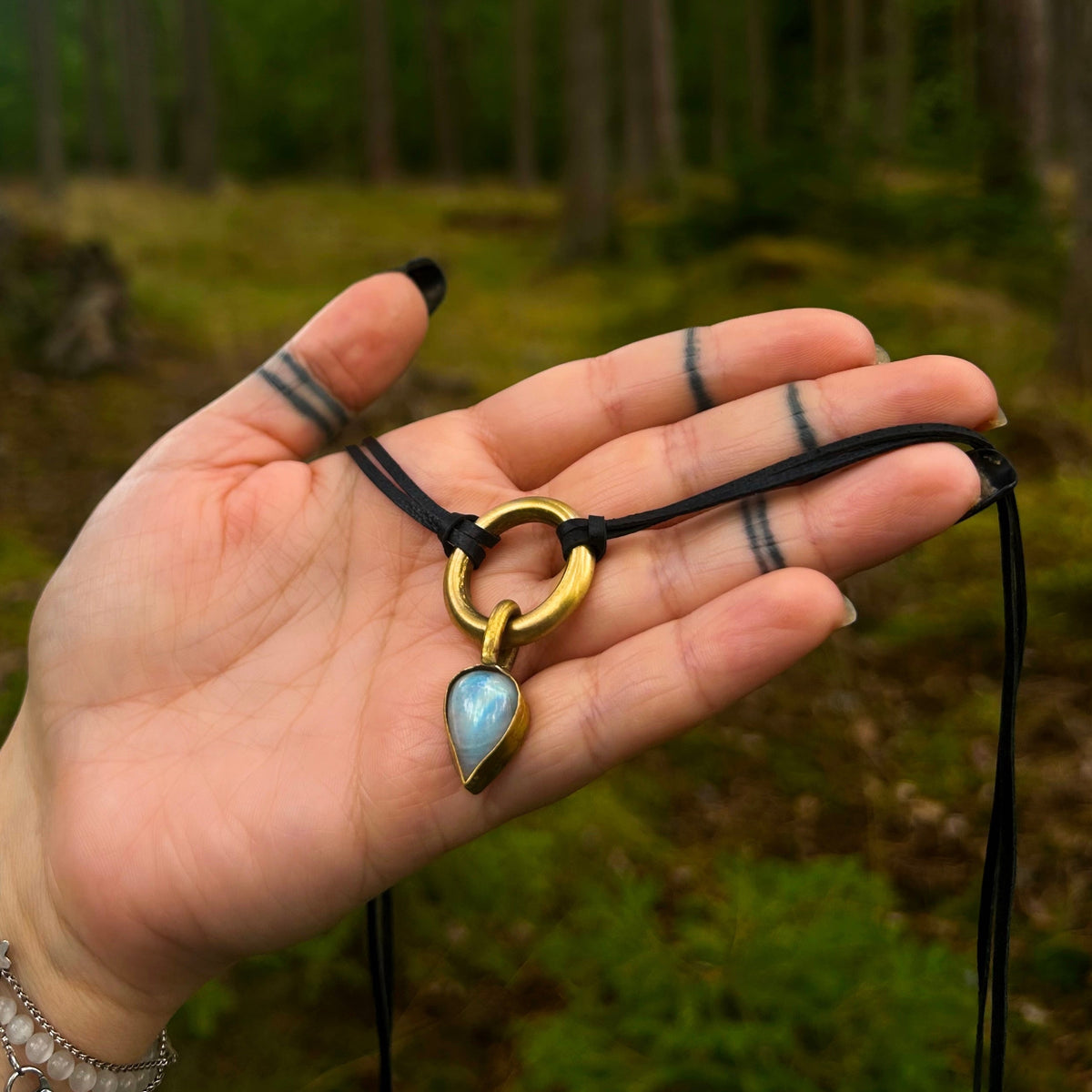 Moonstone brass necklace
