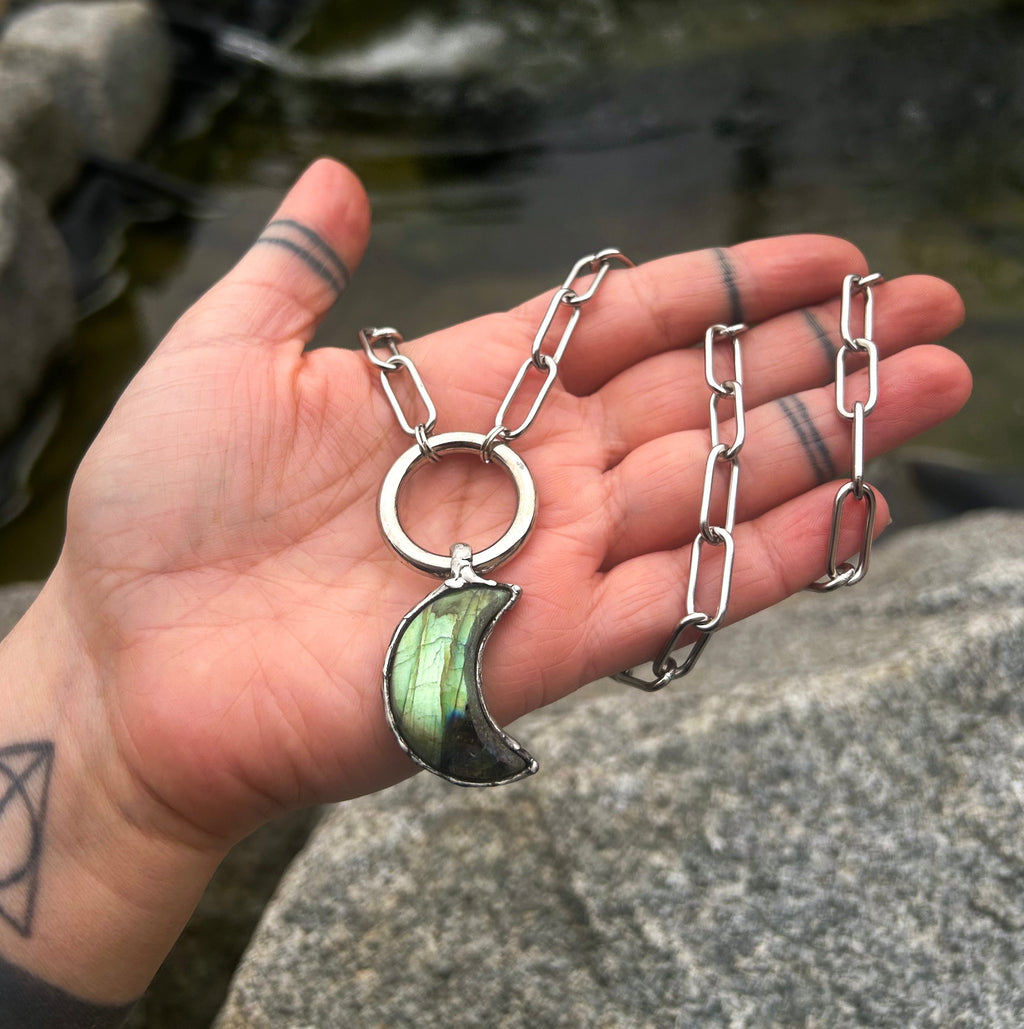 Labradorite moon necklace