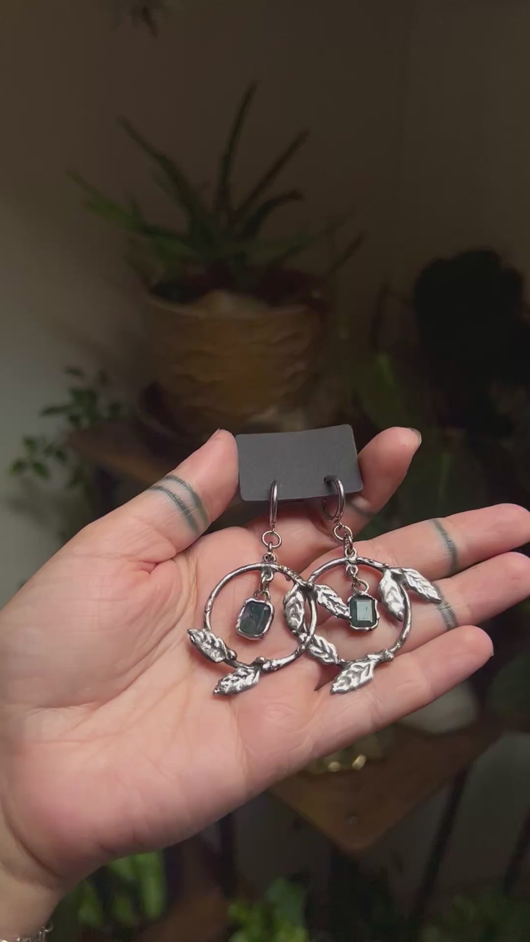 Moss agate earrings