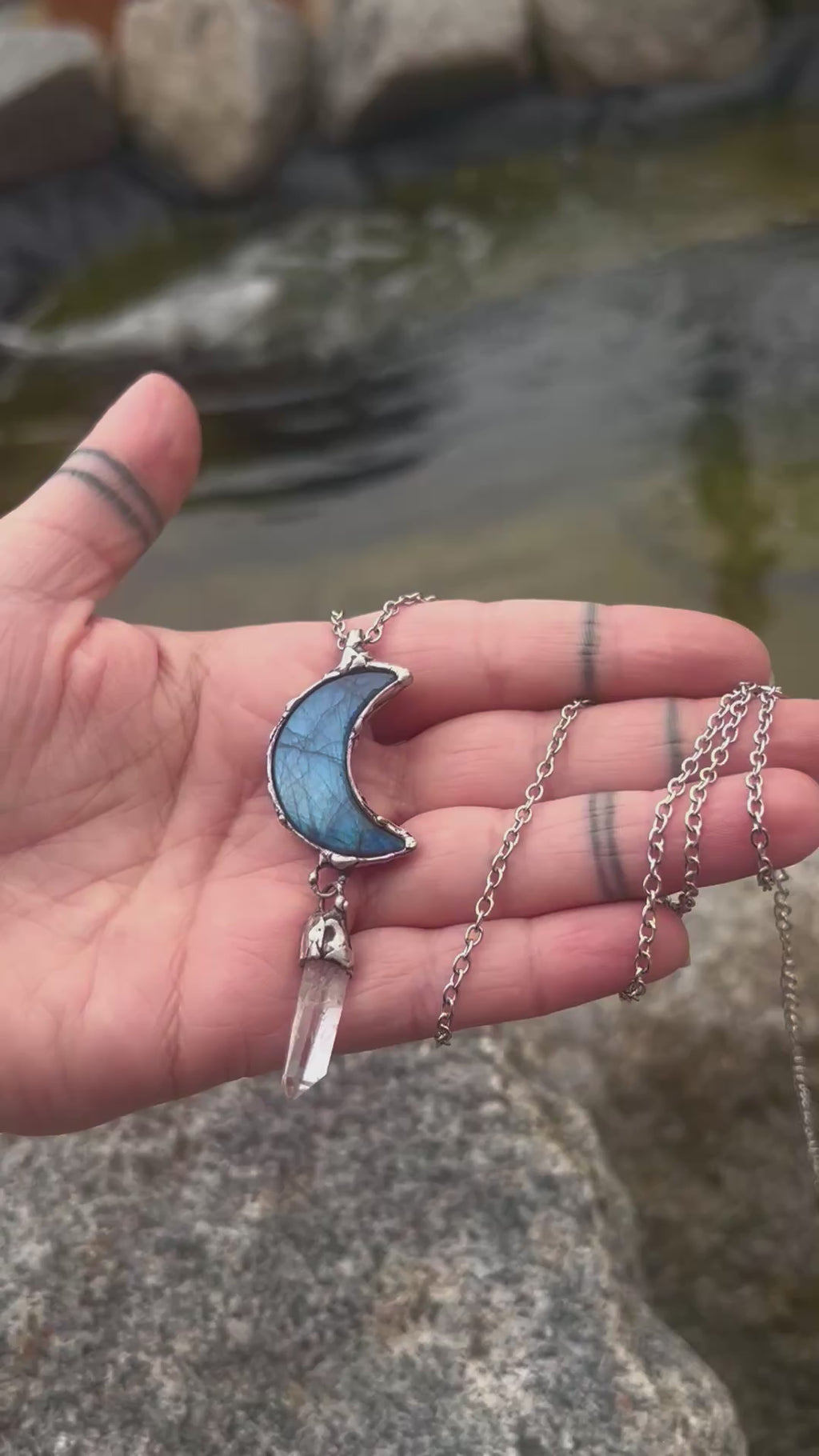 Moon labradorite & crystal necklace