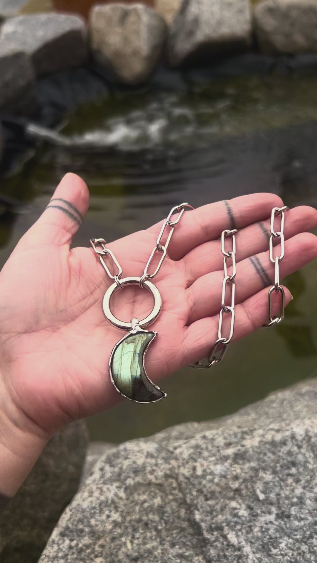 Labradorite moon necklace