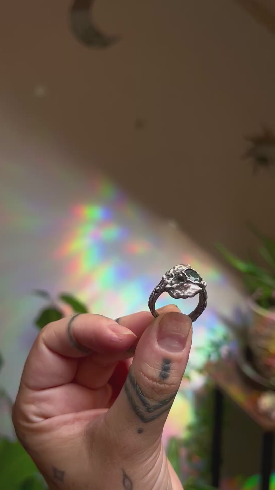 Moss agate ring