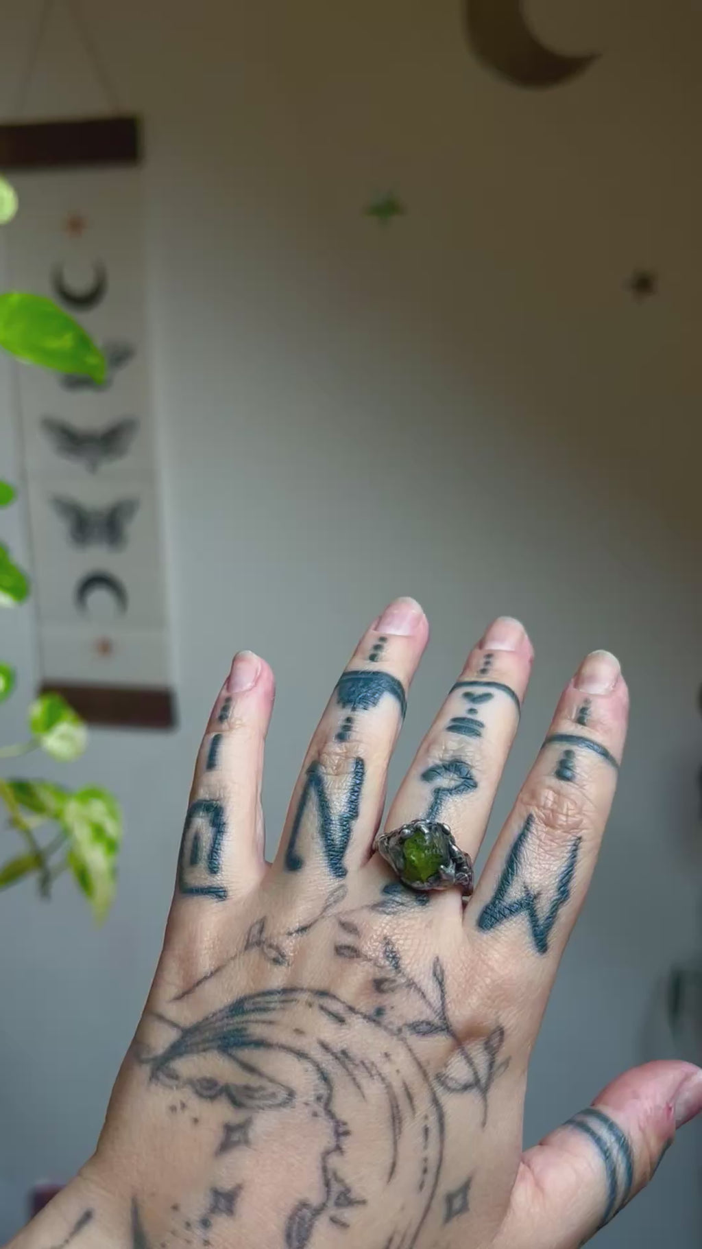 Raw olivine ring